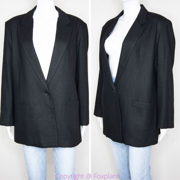 Vintage Dumas women's 100% Wool USA‎ made black blazer jacket, size 14 - Picture 1 of 16